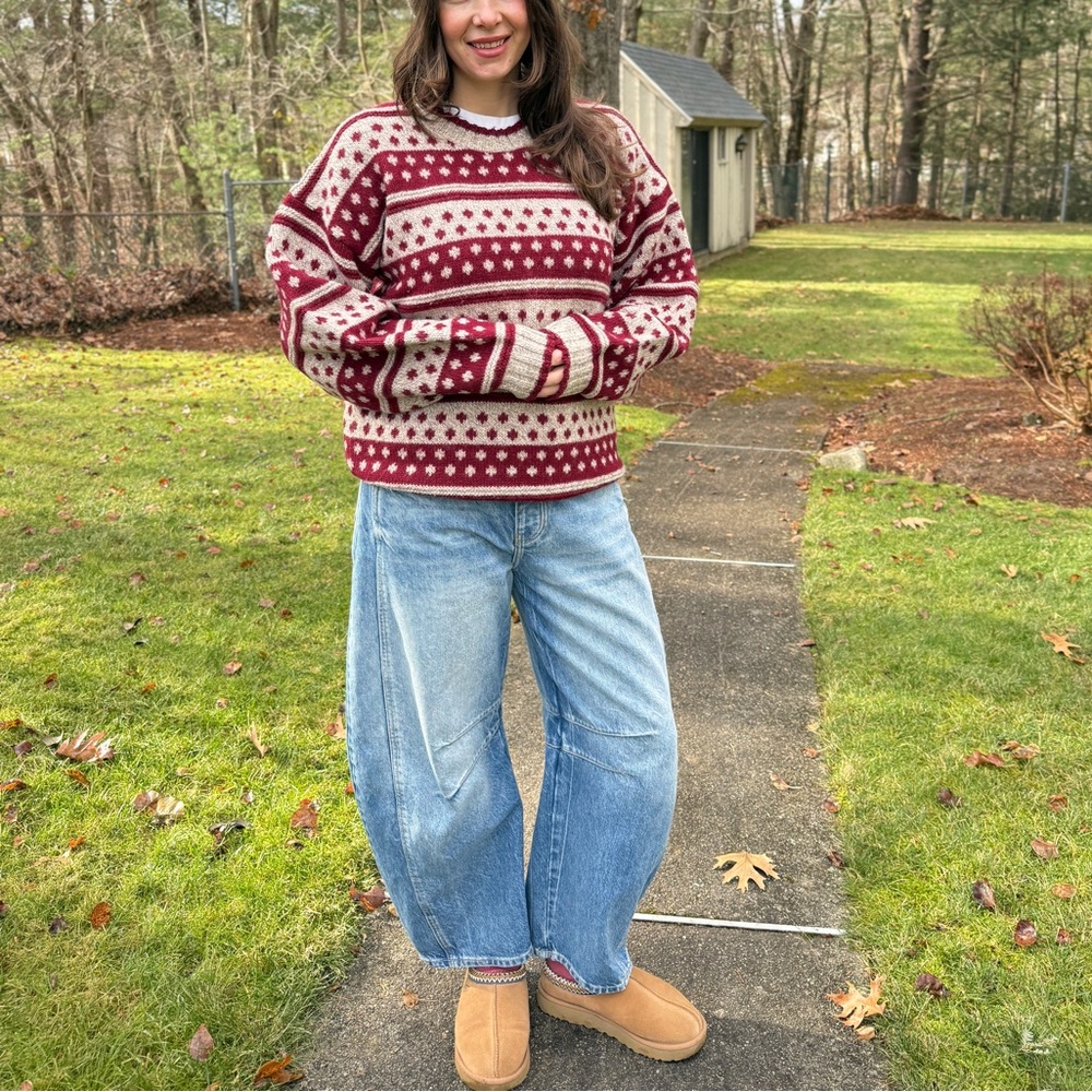 Vintage 80s/90s "The Lodge" Nordic Geometric Crewneck Sweater Pullover Unisex - Picture 3 of 10